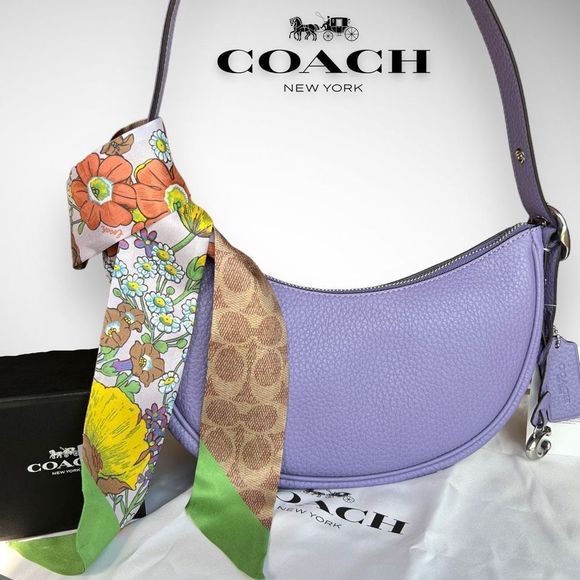 Coach Handbags - NWT Coach Luna Shoulder Bag & Garden Floral Silk Scarf Lilac / Purple / Silver